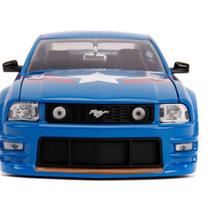 اسباب بازی ماشین فلزی فورد مدل Mustang GT و فیگور کاپیتان آمریکا Marvel با مقیاس 1:24_اسباب بازی